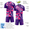 Custom Purple Pink Geometric Pattern Sublimation Soccer Uniform Jersey