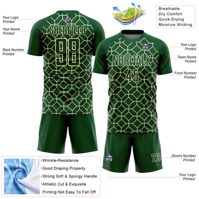 Custom Green City Cream Geometric Shapes Sublimation Soccer Uniform Jersey