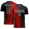 Custom Red Black-White Lines Sublimation Soccer Uniform Jersey