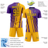 Custom Gold Purple-White Lines Sublimation Soccer Uniform Jersey