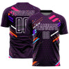 Custom Purple White Lines Sublimation Soccer Uniform Jersey