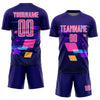 Custom Dark Purple Pink-White Geometric Shapes Sublimation Soccer Uniform Jersey