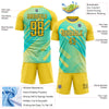 Custom Pea Green Yellow-Black Abstract Shapes Sublimation Soccer Uniform Jersey