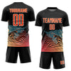 Custom Black Orange-White Lines Sublimation Soccer Uniform Jersey