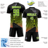 Custom Black Neon Green-White Lines Sublimation Soccer Uniform Jersey