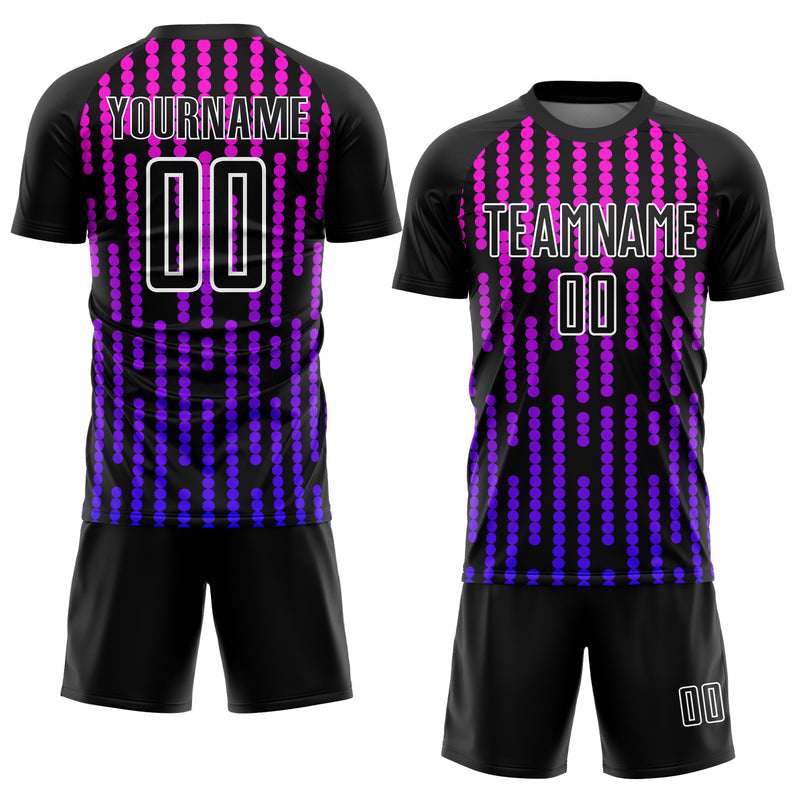 Custom Black Purple-Pink Lines Sublimation Soccer Uniform Jersey ...