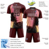 Custom Crimson White Geometric Shapes Sublimation Soccer Uniform Jersey