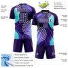 Custom Dark Purple White Geometric Shapes Sublimation Soccer Uniform Jersey