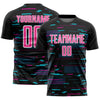 Custom Black Pink-White Lines Sublimation Soccer Uniform Jersey