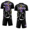 Custom Black Purple-White Fluid Shapes Sublimation Soccer Uniform Jersey