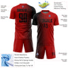 Custom Red Black Lines Sublimation Soccer Uniform Jersey