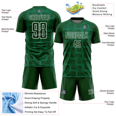 Custom Green White Lines Sublimation Soccer Uniform Jersey