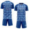 Custom Royal Light Blue-White Lines Sublimation Soccer Uniform Jersey