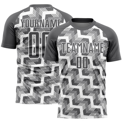 Custom Steel Gray White Lines Sublimation Soccer Uniform Jersey