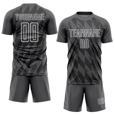 Custom Steel Gray White Geometric Shapes Sublimation Soccer Uniform Jersey