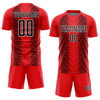 Custom Fire Red Black-White Lines Sublimation Soccer Uniform Jersey