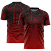 Custom Red Black Lines Sublimation Soccer Uniform Jersey