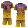 Custom Gold Purple Lines Sublimation Soccer Uniform Jersey