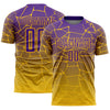 Custom Gold Purple Lines Sublimation Soccer Uniform Jersey