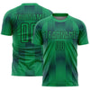 Custom Kelly Green Black Geometric Shapes Sublimation Soccer Uniform Jersey