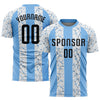 Custom Light Blue Black-White Sublimation Soccer Uniform Jersey