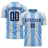 Custom Light Blue Navy-White Sublimation Soccer Uniform Jersey