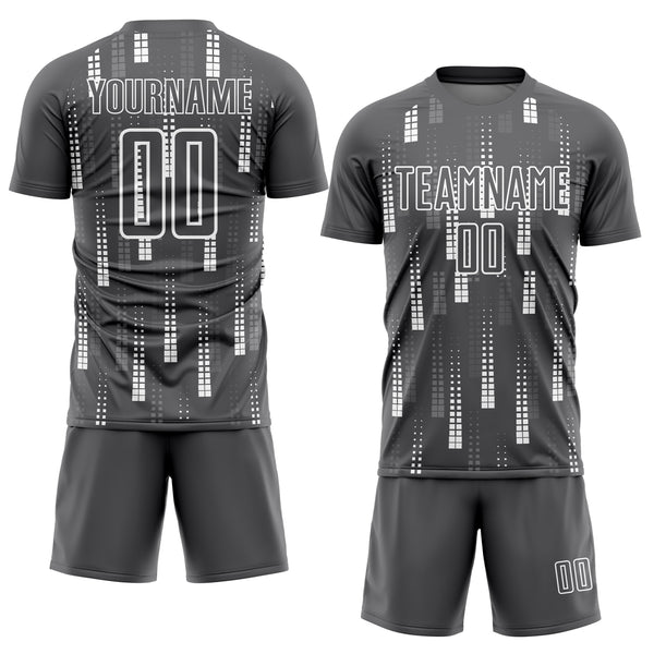 Custom Steel Gray White Geometric Shapes Sublimation Soccer Uniform Je ...