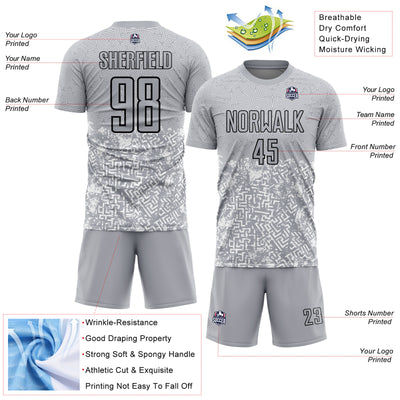 Custom Gray Black Geometric Shapes Sublimation Soccer Uniform Jersey