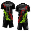 Custom Black Red-Neon Green Dripping Splatter Art Sublimation Soccer Uniform Jersey