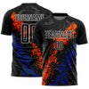 Custom Black Orange-Royal Dripping Splatter Art Sublimation Soccer Uniform Jersey