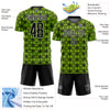 Custom Neon Green Black-White Geometric Shapes Sublimation Soccer Uniform Jersey