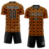 Custom Orange Black-White Geometric Shapes Sublimation Soccer Uniform Jersey