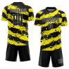 Custom Black Light Yellow-White Splash Sublimation Soccer Uniform Jersey