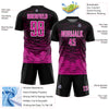 Custom Black Deep Pink-White Line Sublimation Soccer Uniform Jersey