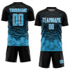 Custom Black Sky Blue-White Line Sublimation Soccer Uniform Jersey