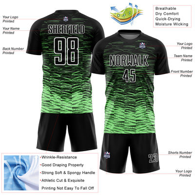 Custom Black Pea Green-White Line Sublimation Soccer Uniform Jersey