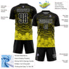 Custom Black Light Yellow-White Line Sublimation Soccer Uniform Jersey