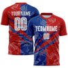 Custom Graffiti Pattern Red-Royal USA Scratch Sublimation Soccer Uniform Jersey