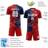 Custom Graffiti Pattern Red-Navy USA Scratch Sublimation Soccer Uniform Jersey