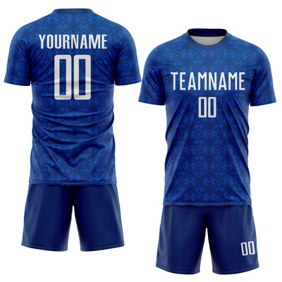 Custom US Navy Blue Black Geometric Shapes Sublimation Soccer Uniform Jersey