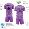 Custom Medium Purple Black-Light Purple Geometric Shapes Sublimation Soccer Uniform Jersey