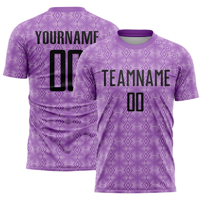 Custom Medium Purple Black-Light Purple Geometric Shapes Sublimation Soccer Uniform Jersey