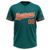 Custom Teal Orange-White Two-Button Unisex Softball Jersey