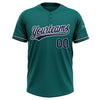 Custom Teal Navy-White Two-Button Unisex Softball Jersey