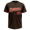 Custom Brown Red-Cream Two-Button Unisex Softball Jersey