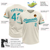 Custom Cream Teal-Gray Two-Button Unisex Softball Jersey