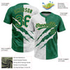 Custom Graffiti Pattern Kelly Green-Old Gold 3D Two-Button Unisex Softball Jersey