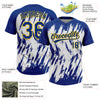 Custom Royal Yellow-White 3D Pattern Abstract Sharp Shape Two-Button Unisex Softball Jersey