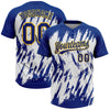 Custom Royal Yellow-White 3D Pattern Abstract Sharp Shape Two-Button Unisex Softball Jersey