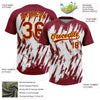 Custom Crimson Gold-White 3D Pattern Abstract Sharp Shape Two-Button Unisex Softball Jersey